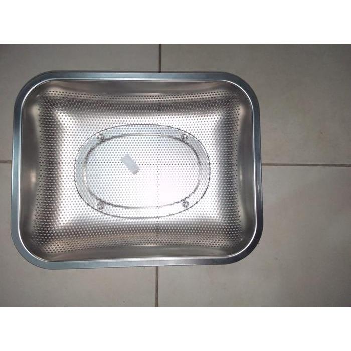 Wadah Bolong Persegi Kotak Stainless 27 x 32 cm Baskom Cuci Sayur Buah