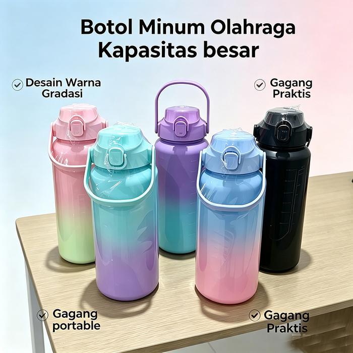 Onion Botol Minum Kaca Motif Bunga 500ml dengan Sedotan Silikon & Tutup Plastik Import Unik untuk In
