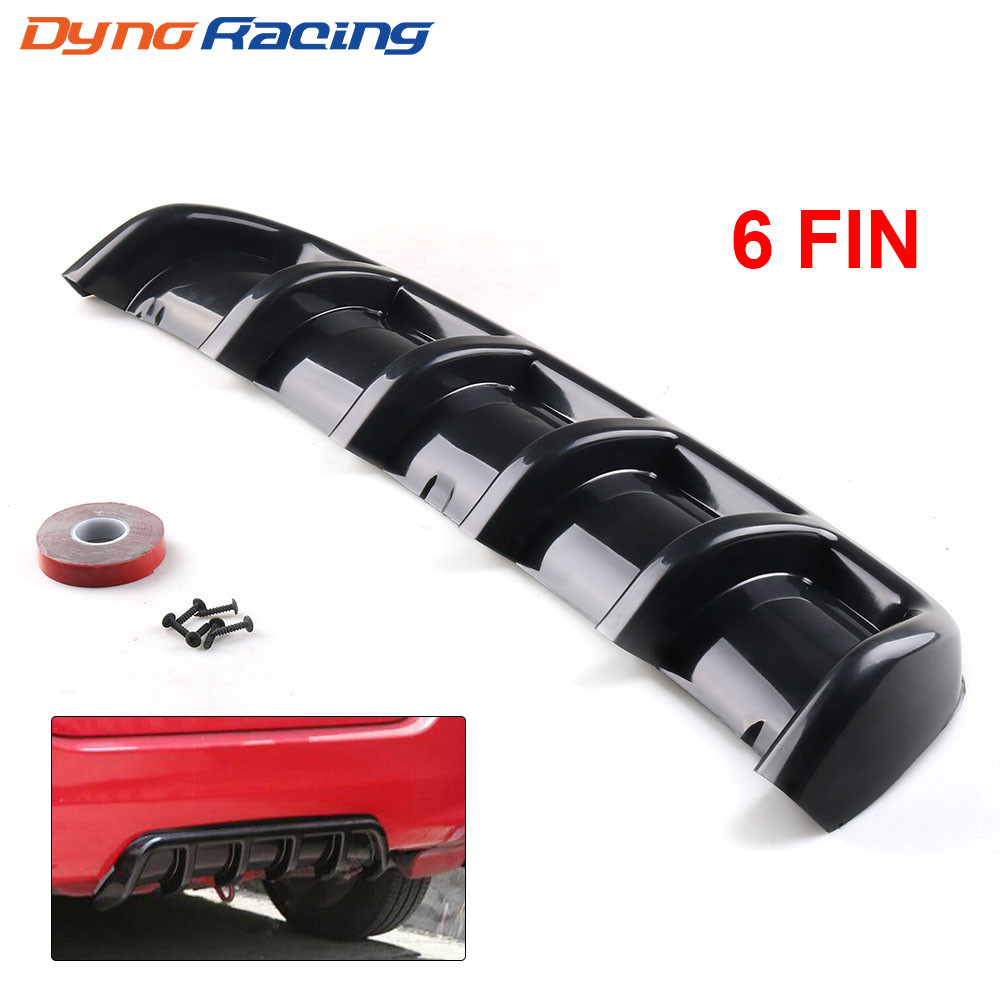 Universal Bright Black Car Car-Styling Abs Rear Shark Fin Style Curved Bumper Lip Diffuser Shark 6