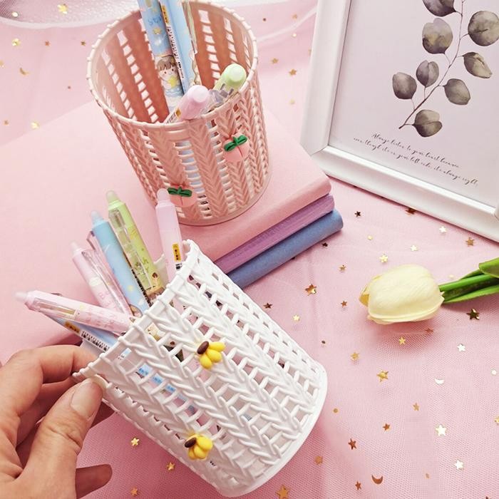 

MYKOCHEN.INA Tempat Pensil dan Pulpen ROTAN Serbaguna Rak Pen Bulat