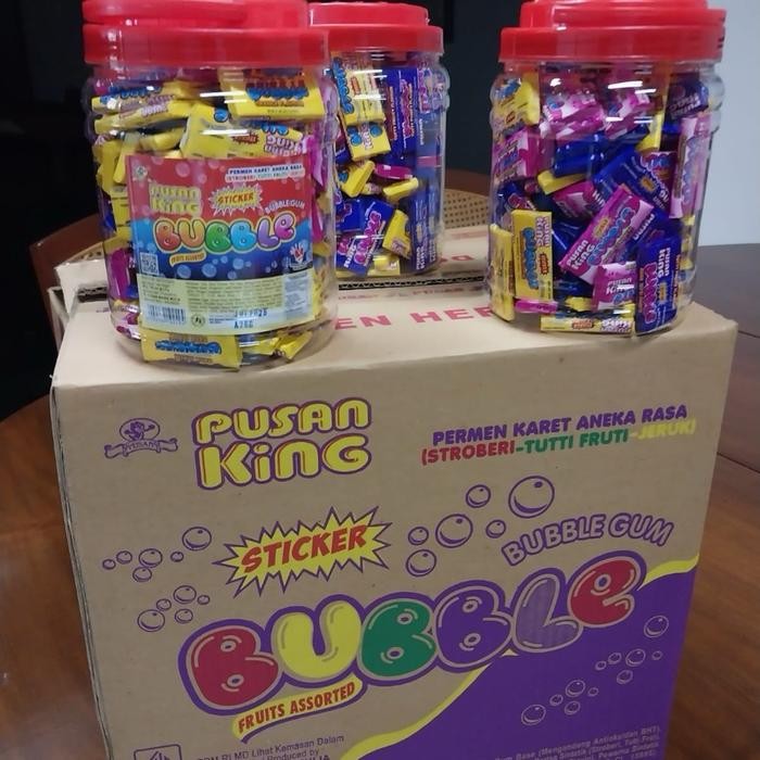 Pilihan- Bubble Gum Pusan King 1 Toples Isi 100 Pcs