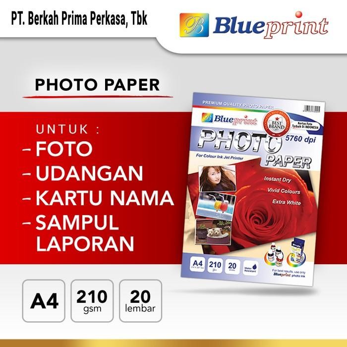 

Pilihan- Kertas Foto A4 Blueprint Glossy Photo Paper 210 Micron A4 - 20 Lembar