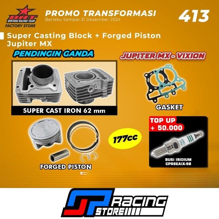 Paket Bore UP Jupiter MX / VIXION - Blok Piston 62 MM - BRT Promo 413