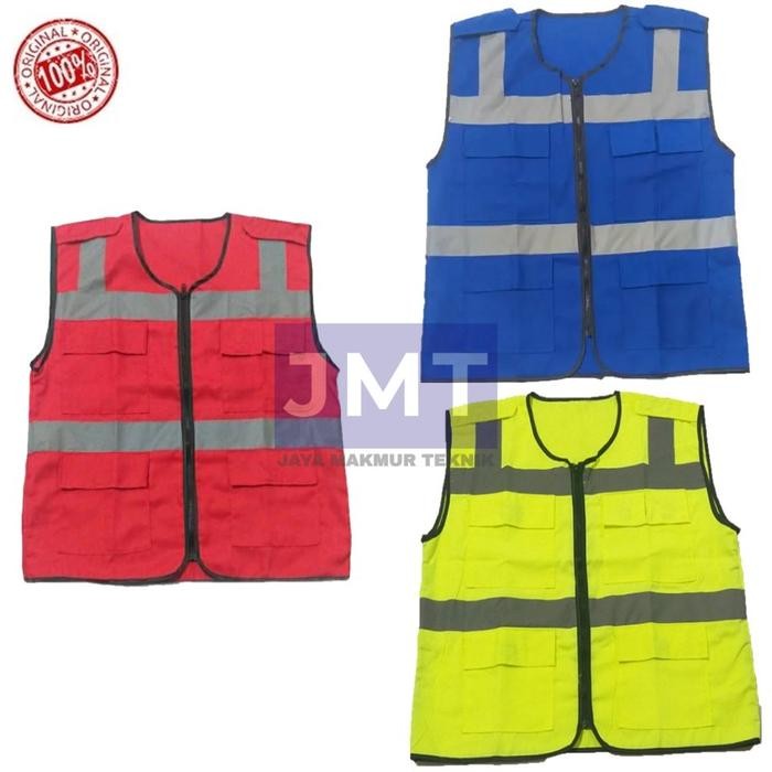 ROMPI KAIN DRILL 4 KANTONG PROYEK SAFETY VEST