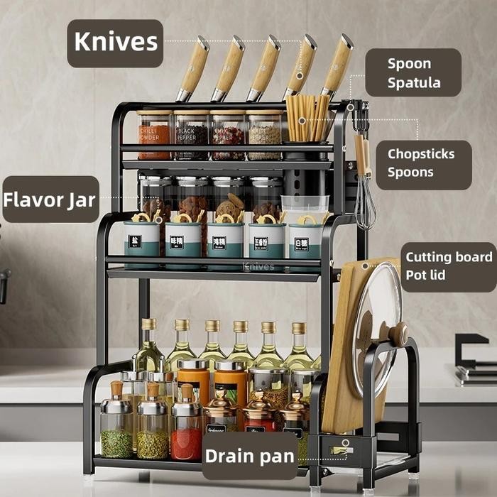 RAK BUMBU DAPUR RAK BOTOL BUMBU DAPUR RAK REMPAH RAK PENYIMPANAN RAK MEJA MAKAN SERBAGUNA