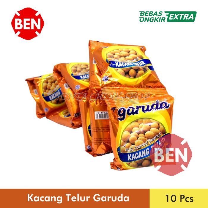 

New Kacang Telur Garuda 1 Renceng Pak 10 Pcs Sachet - Egg Coated Peanut