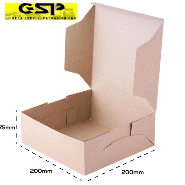 Bonbox Kitchen - @50 Pcs Dus Nasi 20X20 Kotak Nasi Kraft Paper / Coklat Super Tebal Premium / Kardus