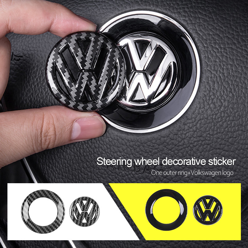 IMPORT Car Steering Wheel Logo Decoration Sticker Accessories For VW Tiguan Arteon Taigo Caddy CC