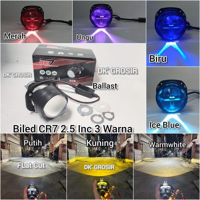 Biled All Weather Projector Biled Cr7 2.5 Inc 3 Colour / 3 Warna Jauh Dekat Plus Devil Waterproof