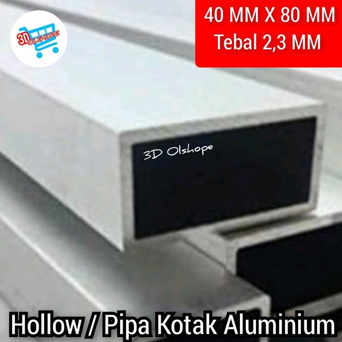 Hollow Aluminium 40 MM X 80 MM X 1 Meter. ( Tebal 2,3 MM )