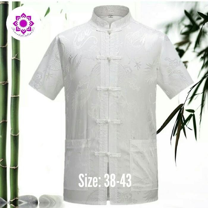 Pilihan- Promo.... Cheongsam Lengan Pendek Pria Merah Maroon.