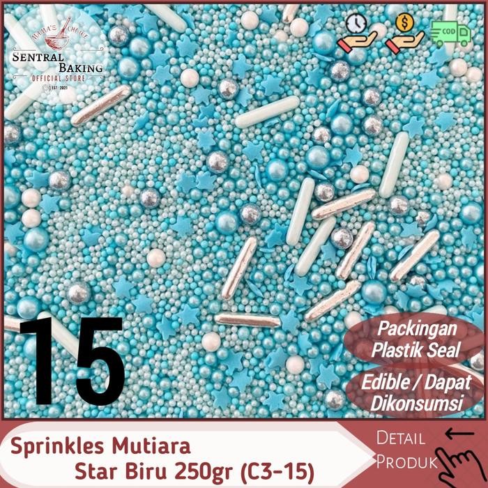 

Stok Baru Sprinkel Mutiara Star Biru 250gr (C3-15)/ Springkel Sprinkle Pearl Kue