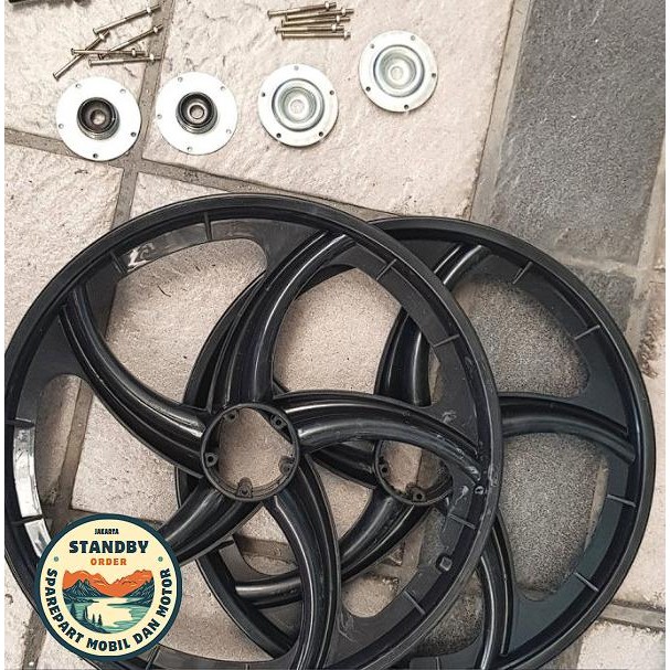 Velg plastik Klewang bmx 20 warna hitam merah biru original