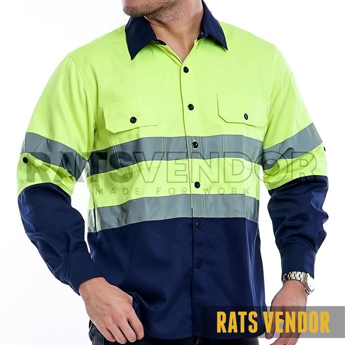 Ratsvendor Kemeja Safety K3 / Baju Proyek Tambang / Wearpack Kerja / Seragam Lapangan Warna Hijau