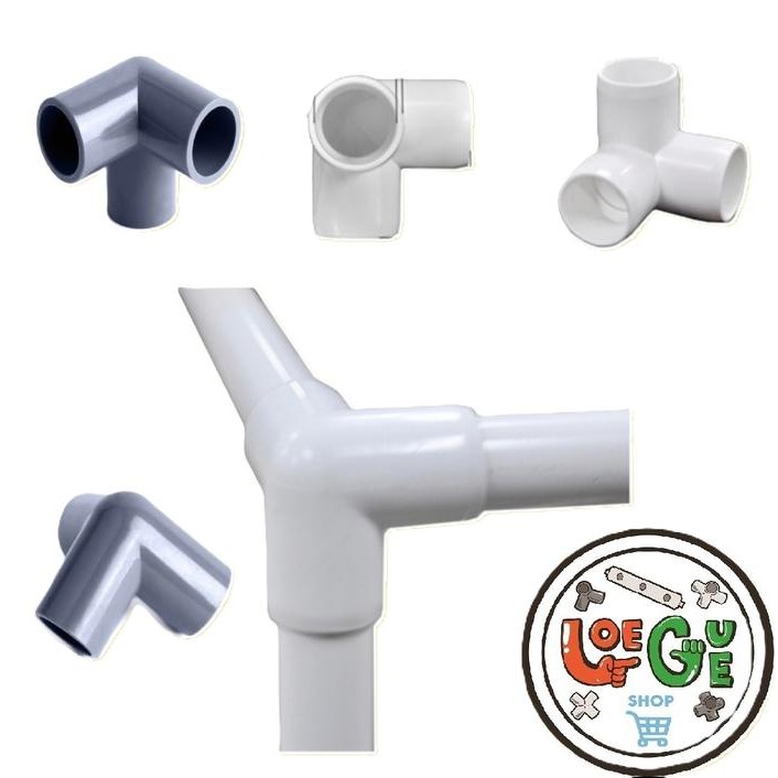 Rds - Sambungan Konektor Fitting Tee Elbow Pipa Pvc 3 Way Arah 1/2, 3/4, 1 "