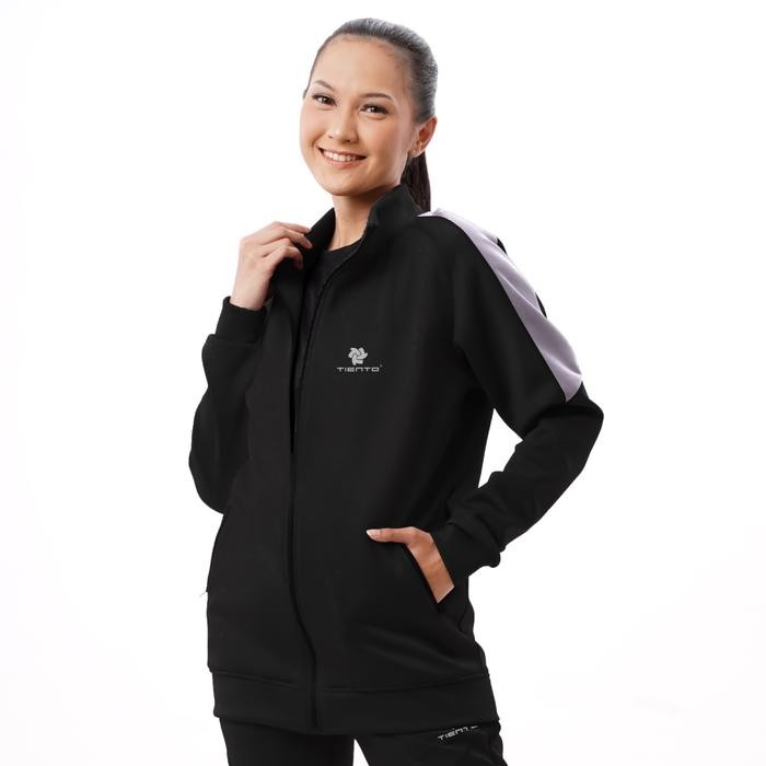 Tiento Jacket Resleting Turtleneck Panjang Hitam Women Original Best Seller