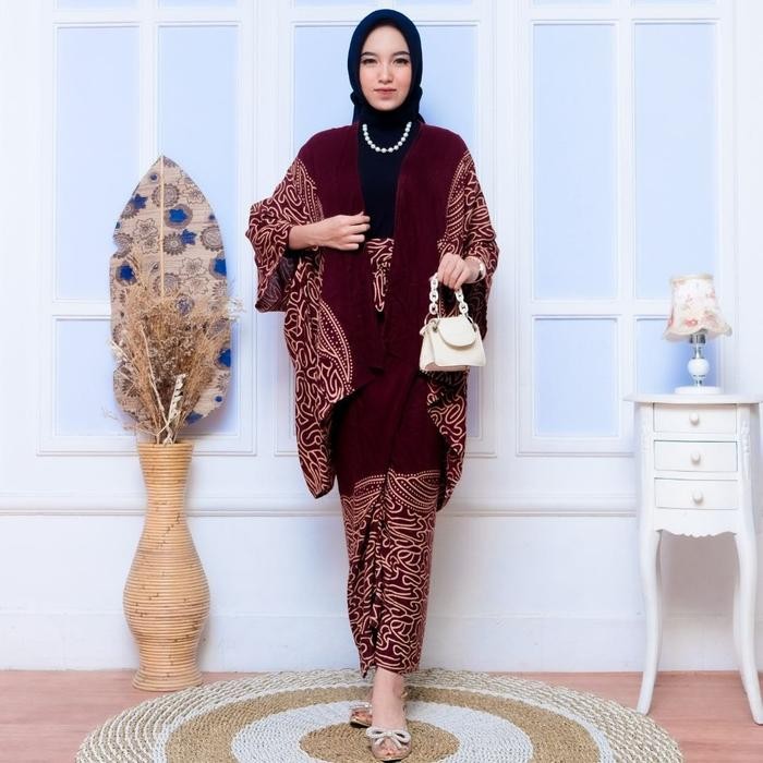 SETELAN 1SET BRIDESMAID BATIK ROK LILIT DAN CARDIGAN KONDANGAN