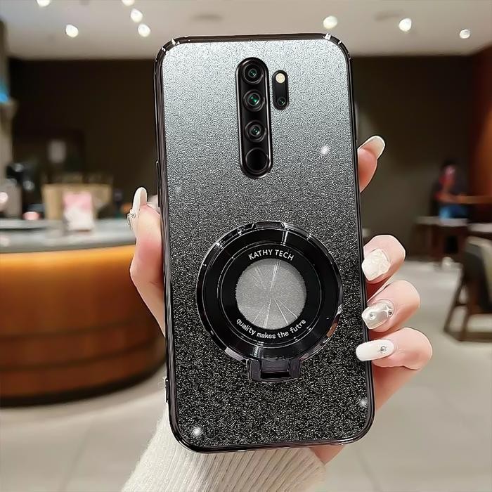 Softcase untuk Xiaomi Redmi Note 8 Pro Case Gliter Luxury Silikon With Ring Stand