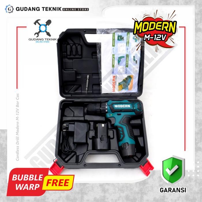 Mesin Bor Baterai Modern Cordless Drill Modern M 12 V