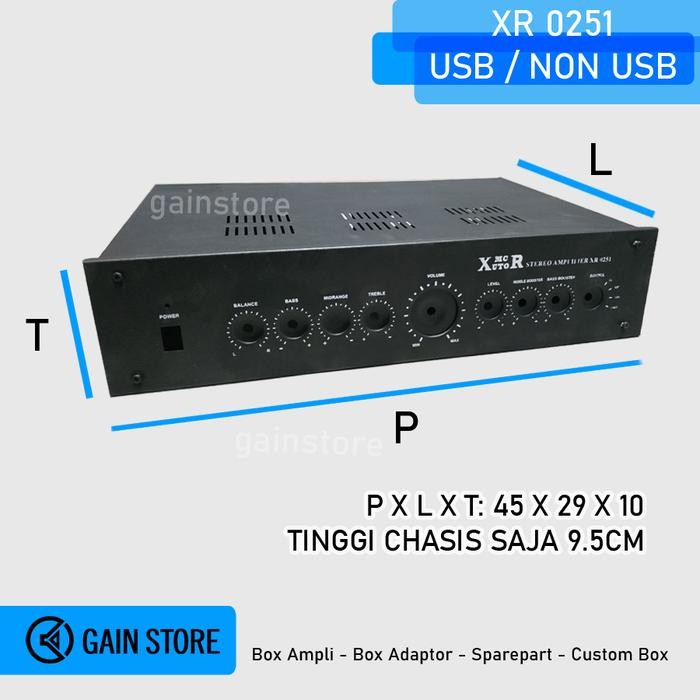 Box Ampli Amplifier Plat Besi XR 0251 USB Non Paket Hemat