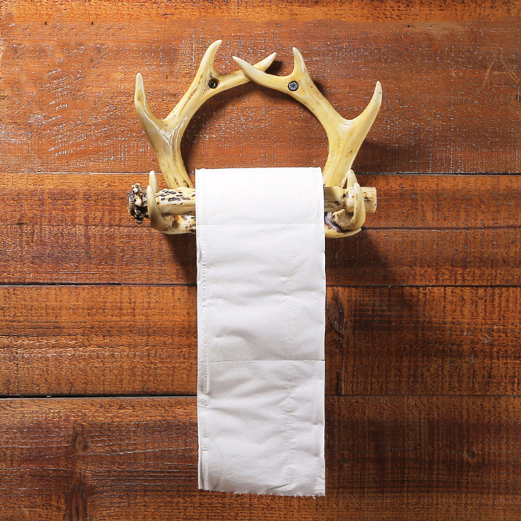 Resin Crafts Paper Paper Holder Retro Paper Tube Holder Toilet Paper Holder Creative Antlers Toilet 