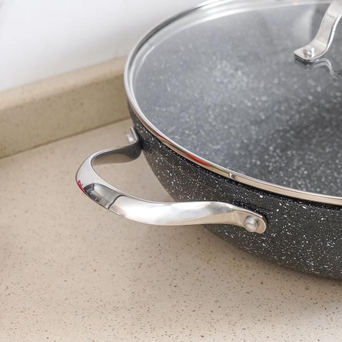 HariPromo- Azko Starfrit 32 Cm The Rock Wajan Penggorengan Wok Dengan Tutup & Gagang Frypan Pan