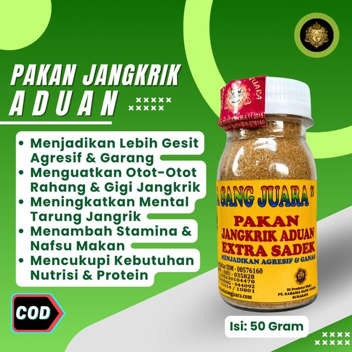 PetShoPq- Pakan Jangkrik Aduan Extra Sadek Meningkatkan Otot Otot Jangkrik Aduan 50Gr