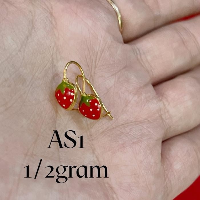 ahxj- Anting Anak Setengah Gram + Anting Anak Strawberry Kait