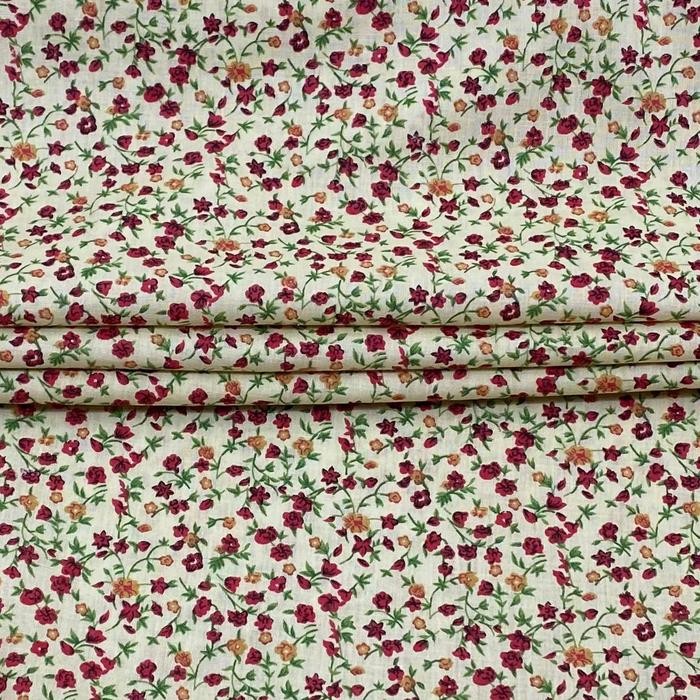 Sale Katun Jepang Kuning Muda Motif Bunga Kecil (Pronto Moda)