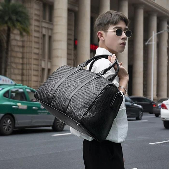 POLOFELIX Fashion Tas Travell Pria Wanita Klasik PU Kulit Tas Wanita Portabel Besar Kapasitas Tali