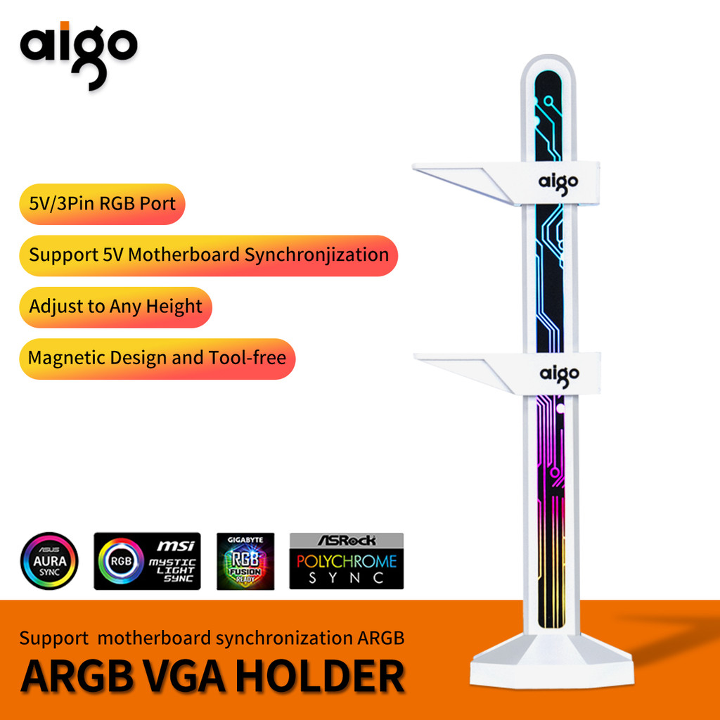 Aigo Graphics Card Bracket 3Pin5V Argb VGA Holder Jack Desktop Computer Case Video Card GPU Water Co