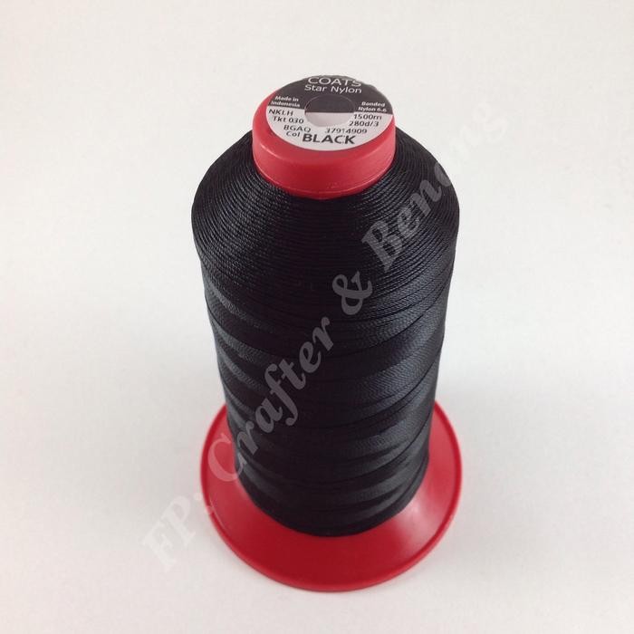 PernikKita- Benang Jahit Coats Star M30 Hitam (Nilon Bonded 6.6)