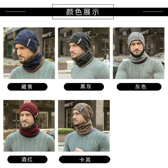 SALE Winter Man Hats Cap Scarf Winter Wool Hat Knitting Cap Skullies Bonnet