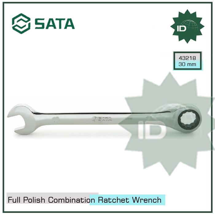 Kunci Ring Pas 30Mm 43218 Full Polish Combination Ratchet Wrench Sata