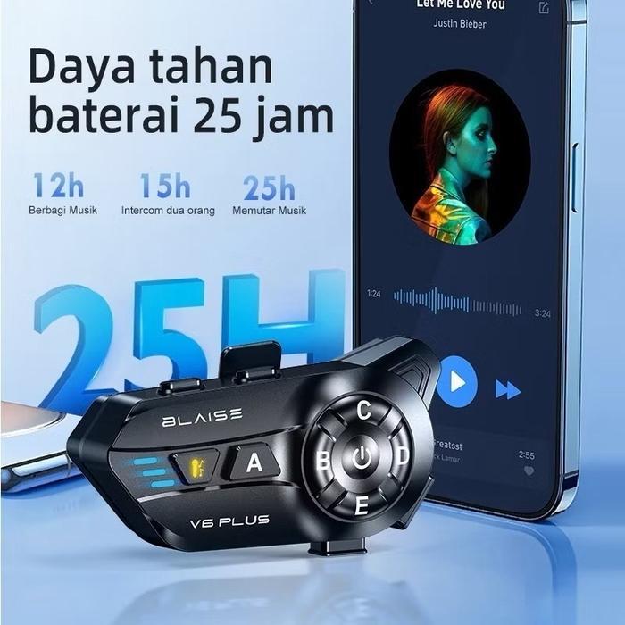 New Series Blaise V6 Plus Intercom Helm 6 Riders Music Sharing Interkom V6 Plus Blaise
