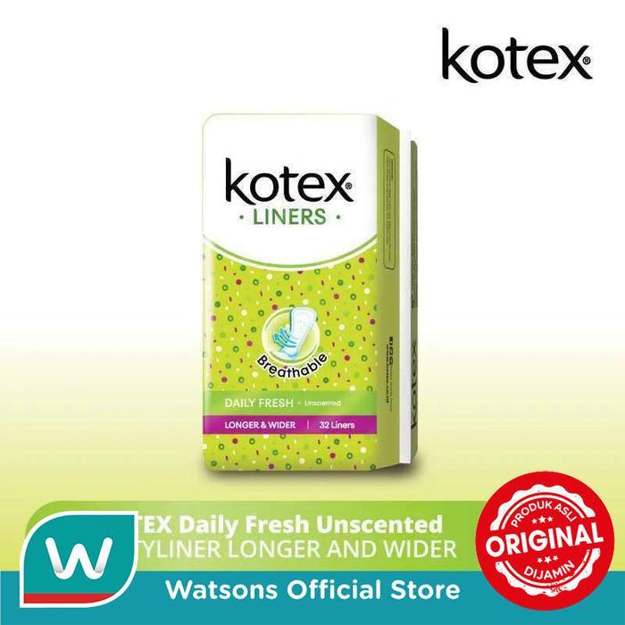 Kotex Daily Fresh Unscented Pantyliner Longer & Wider 32 S
