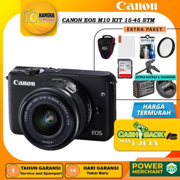 KAMERA CANON EOS M10 KIT 15-45 STM PAKETAN M10/M 10 /EOS M10 - Hitam, EXTR PAKET 16GB