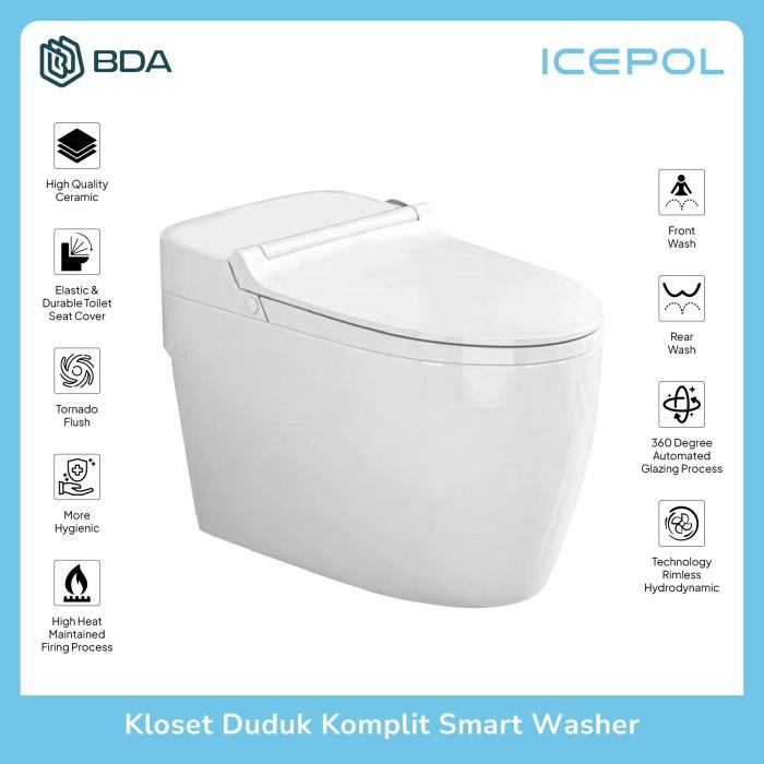 Icepol IC E 8989 Kloset Duduk Monoblok Putih 68x39x50cm PVC Side Syphonic Flush