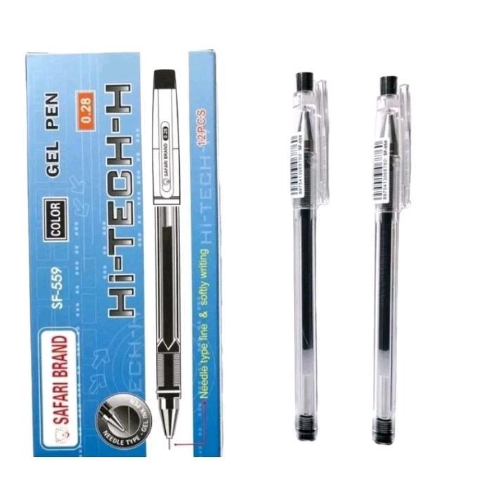 SALE (12pcs) Hitam Pulpen ballpoint pena polpen Hi-Tech hitech 0.28 mm murah bagus Safari Brand