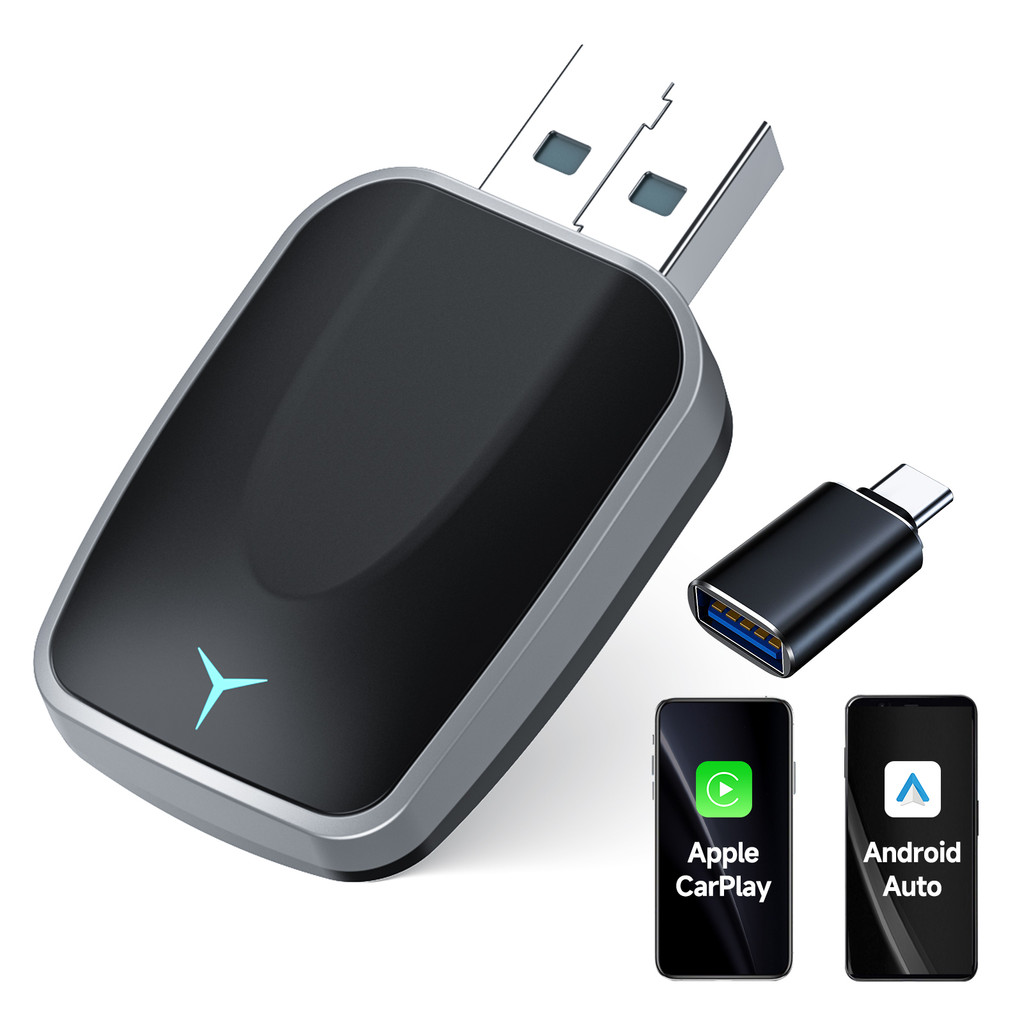 Wireless CarPlay & Android Auto Adapter, Plug & Play Dongle for iOS 10+ / Android 11+ USB-A/C