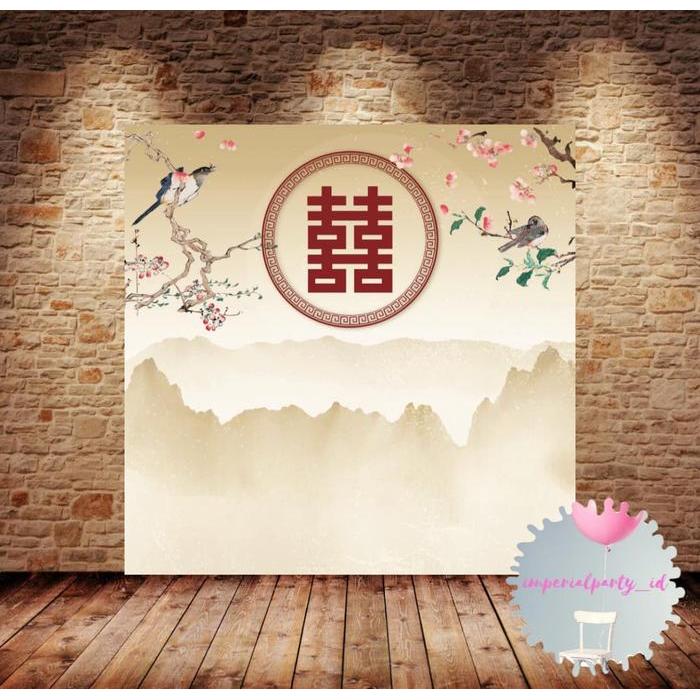 Custom Backdrop Banner Spanduk Lamaran Sangjit Tunangan Shuangxi 2 Terlaris