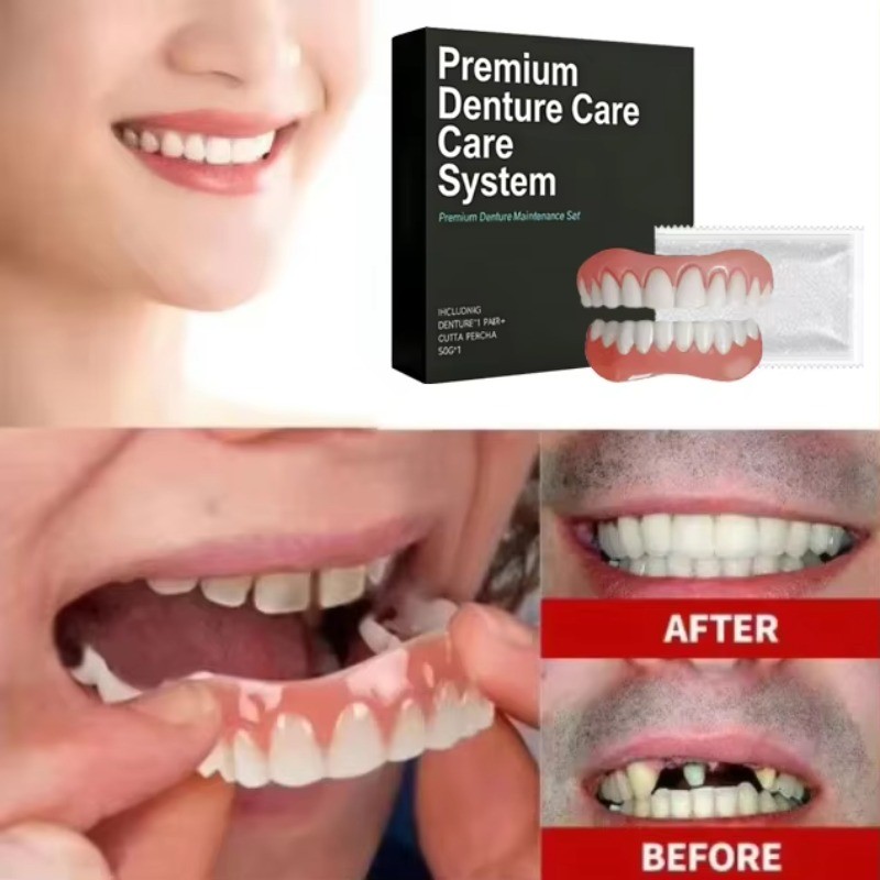 False Teeth Silicone Upper Lower Veneers Perfect Laugh Veneers Dentures Paste Fake Teeth Braces