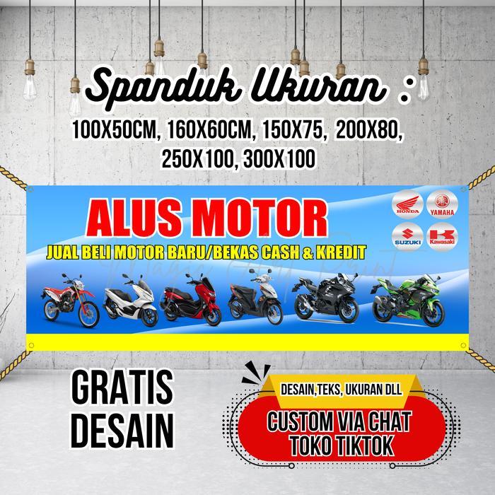 SPANDUK BANNER Jual Beli Motor Bekas Atau Baru Biru MMT Spanduk Custom 300x100