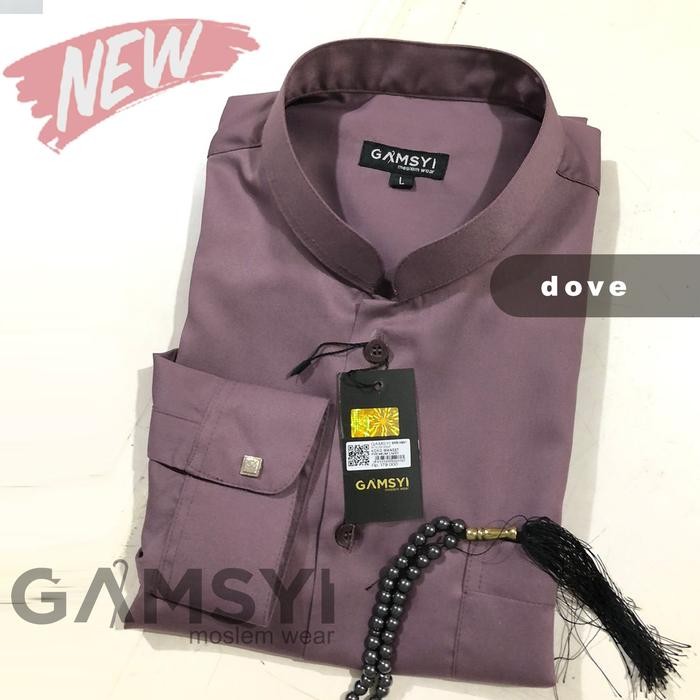 Baju koko Gamsyi polos habaib/lengan manset/Koko kerah/koko dewasa