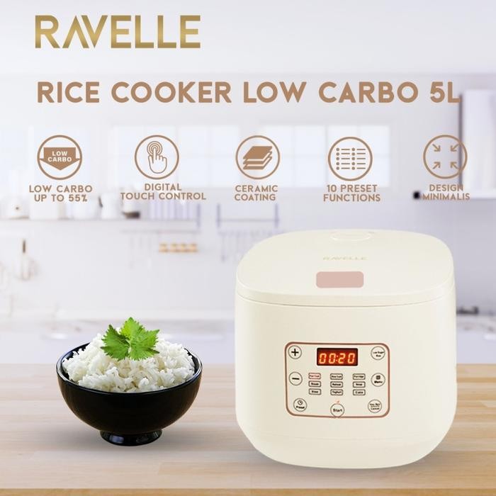 Ravelle Digital Rice Cooker Low Carbo 5L - Penanak Nasi - Low Watt