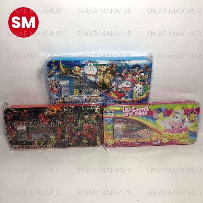 

Kotak Pensil Kaleng/Pencil Case Set dengan isi Squeezy CC-32 (SET)