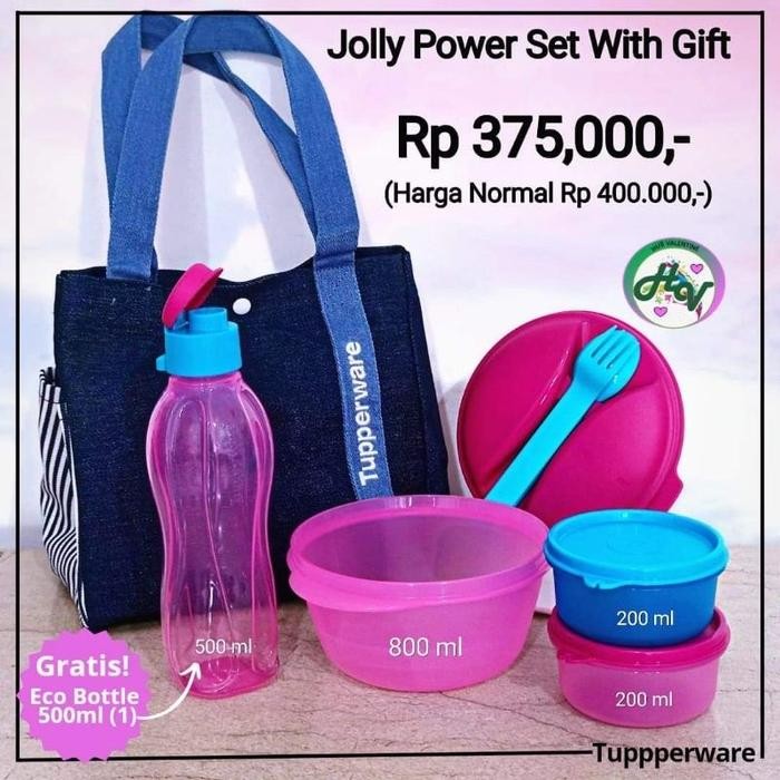 Tupperware Jolly Power Set Tas Kotak Bekal Makan