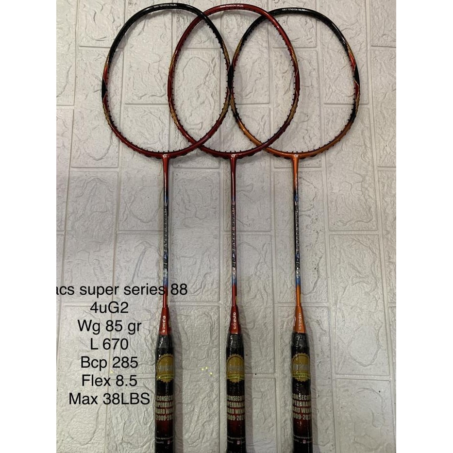 Raket badminton APACS NEW SUPER SERIES 88 max 38LBS GRIP 4UG2 ORI