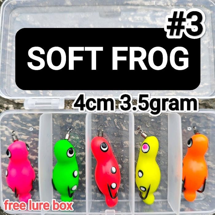 Paket Umpan Soft Frog Isi 5Pcs Free Lure Box