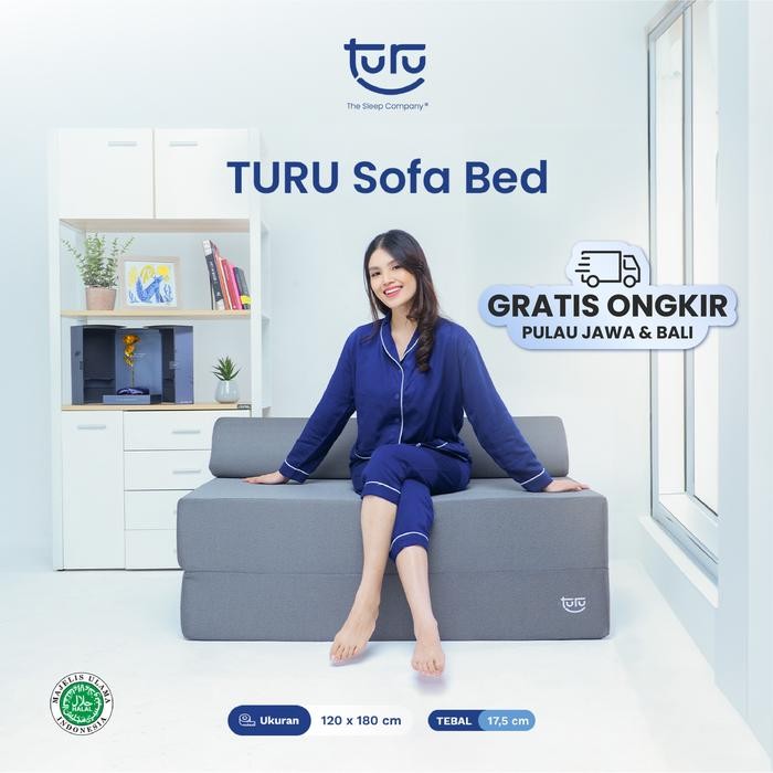 DISKON TURU Sofa Bed 2in1 Uk. 120x180 TURU Minimalis Grey / Trifold Kasur Sofa READY STOCK